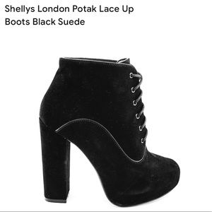 Shelly’s London black suede platform lace-up ankle boots US women’s size 10